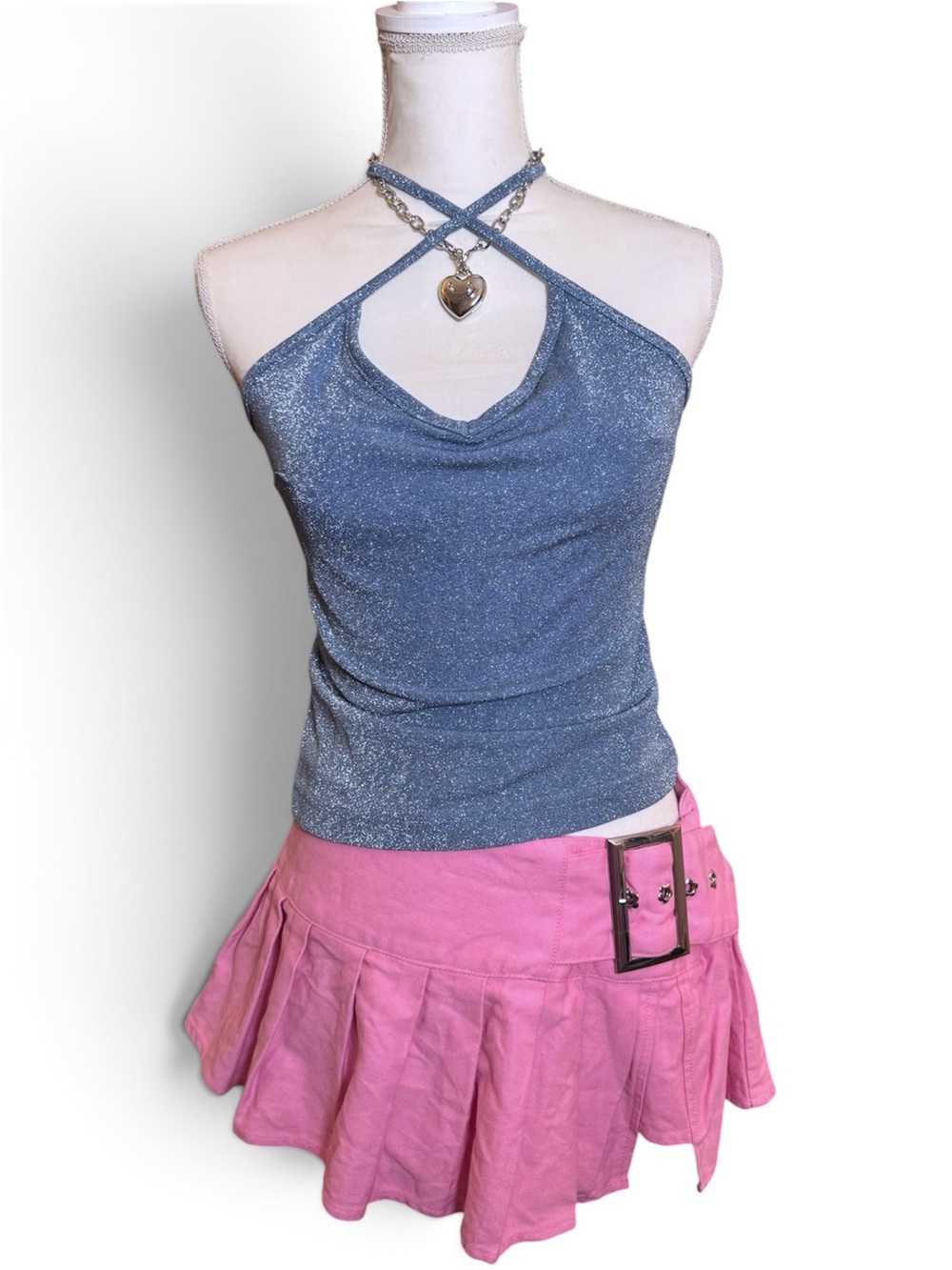 SPARKLY LIGHT BLUE CAMISOLE TOP A BYER Y2K VINTAGE GLITTER 💓🫧